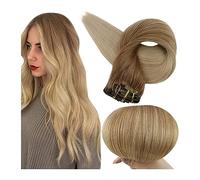 Extensiones de Clip Clip en extensiones de cabello Cabello humano Balayage Ombre Rubio Horquillas 7pcs 120g Máquina de doble trama Remy for mujer Clip in Extension (Color : 10 14, Size : 20inches)