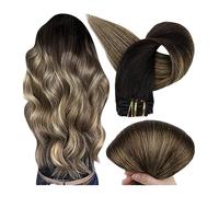 Extensiones de Clip Clip en extensiones de cabello Cabello humano Balayage Ombre Rubio Horquillas 7pcs 120g Máquina de doble trama Remy for mujer Clip in Extension (Color : 1B 6 27, Size : 18inches