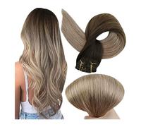 Extensiones de Clip Clip en extensiones de cabello Cabello humano Balayage Ombre Rubio Horquillas 7pcs 120g Máquina de doble trama Remy for mujer Clip in Extension (Color : 2 6 18, Size : 18inches)