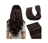 Extensiones de clip de color marrón oscuro natural, de una pieza, 5 clips, cabello humano liso, media cabeza, ancho, estándar, extensiones de clip de 120 g (14 pulgadas)