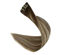Extensiones de Clip Extensiones de cabello con clip, Balayage Ombre Marrón a rubio sucio 120 g Extensiones de cabello con clip de doble trama Cabello humano real Extensiones de cabello Remy rectas con