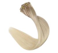 Extensiones de Clip Extensiones de cabello con clip, Balayage Ombre Marrón a rubio sucio 120 g Extensiones de cabello con clip de doble trama Cabello humano real Extensiones de cabello Remy rectas con
