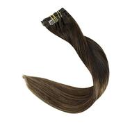 Extensiones de Clip Extensiones de cabello con clip, Balayage Ombre Marrón a rubio sucio 120 g Extensiones de cabello con clip de doble trama Cabello humano real Extensiones de cabello Remy rectas con