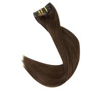 Extensiones de Clip Extensiones de cabello con clip, Balayage Ombre Marrón a rubio sucio 120 g Extensiones de cabello con clip de doble trama Cabello humano real Extensiones de cabello Remy rectas con