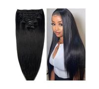Extensiones de Clip Extensiones de cabello con clip Cabello humano brasileño Cabeza completa Sedoso Recto Clip en extensión de cabello for mujeres 4.23 oz 8 piezas por juego con 18 clips Clip in Exten