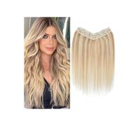 Extensiones de clip rectas rubias de uso diario, 100% cabello humano brasileño, extensiones de cabello con clip, una pieza con 5 clips seguros (66 cm)