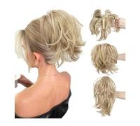 Extensiones de cola de caballo Coleta falsa de pelo rubio falso for mujer, pinza de garra sintética en extensiones de cabello de cola de caballo, moño de pelo Diy para mujeres(16H613)