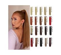 Extensiones de cola de caballo de 18 pulgadas de largo, sintéticas, rectas y envolventes, for mujeres y niñas.(613)