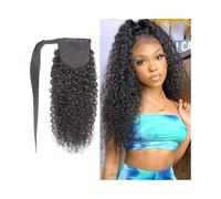 Extensiones de cola de caballo de cabello humano, Extensiones de cabello brasileño Remy rizado con cola de caballo con magia, Extensiones de cabello gruesas y de aspecto natural, Sin costuras(22inche