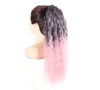 Extensiones de cola de caballo de pelo sintético rizado y rizado for cosplay con cinta y cordón.(1BT2312)