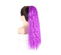 Extensiones de cola de caballo de pelo sintético rizado y rizado for cosplay con cinta y cordón.(51P)