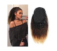Extensiones de cola de caballo Extensiones de cola de caballo con cordón de 10-20 "Peluca de cola de caballo rizada rizada Ombre Cabello humano Clip de cola de caballo en cabello afro rizado Remy Cola