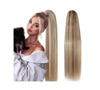 Extensiones de cola de caballo recta de cabello humano #P8/613, cabello brasileño Remy con cordón ajustable for mujer(22inches)