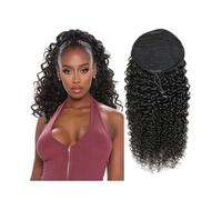 Extensiones de cola de caballo rizada con cordón, de 16 a 26 pulgadas, con ondas profundas y clip en cabello humano.(26inches)