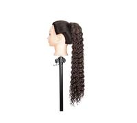 Extensiones de cola de caballo rizada de 56 cm de largo, sintética, de ondas profundas, con cordón ajustable, con clip, pieza de cabello falso grueso(4)
