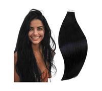 Extensiones de doble cara cinta en extensiones de cabello # 1B Cabello humano Remy negro natural 20 piezas 50g de textura de la piel recta como la seda Adhesivo de doble cara Cabello invisible (16