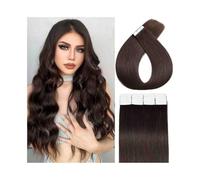 Extensiones de doble cara cinta en extensiones de cabello 20 piezas 50g de textura de la piel sin costuras humanos # 2 para Remy liso y sedoso marrón oscuro Cabello invisible (18 pulgadas)