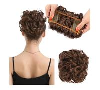 Extensiones de moños desordenados para mujeres Moño sintético desordenado for cabello rizado: moño de peluca esponjoso con peine y banda elástica. Extensiones de cabello natural para mujeres negras(Bl