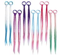 Extensiones de pelo con clip de arcoíris degradado, 12 pares de coletas sintéticas con clips, accesorios divertidos y coloridos para disfrazarse