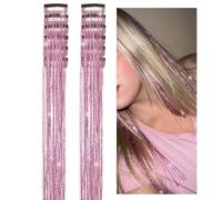 Extensiones de Pelo con Purpurina - Angelzubehör und Ausrüstung - 51 cm Resistente al Calor Cintas Brillantes para el Pelo de Niñas - para Chicas Adolescentes, Disfraces, Navidad, Trenzas, Fiestas y
