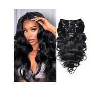 Extensiones de pelo de 10 a 26 pulgadas con clip de ondas para mujeres negras, extensiones de cabello humano real, clip brasileño, sin clip (18 pulgadas)
