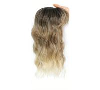 Extensiones de pelo de 14 pulgadas para mujeres con cabello fino, base grande de 6,5 x 6,5 pulgadas con flequillo, piezas de peluca de encaje invisibles hechas a mano agrega volumen al cabello (rubio