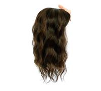 Extensiones de pelo de 14 pulgadas para mujeres con cabello fino, base grande de 6,5 x 6,5 pulgadas con flequillo, piezas de peluca de encaje invisibles hechas a mano agrega volumen al cabello