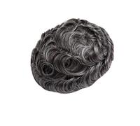 Extensiones de pelo fino de 0,08 mm para hombres, sistema de cabello humano, sin necesidad de pegamento, color gris claro, 6 x 9