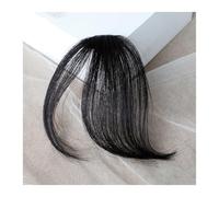 Extensiones de pelo fino y natural con flequillo postizo para la parte delantera, extensiones de pelo recto, extensiones de pelo falso para mujeres (negro natural)