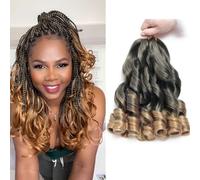 Extensiones de pelo francés trenzado, 30,5 cm, 8 paquetes de rizos franceses, pelo trenzado, no irrita la piel, extensiones sintéticas sin nudos (T27, 30,5 cm)