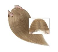 Extensiones de pelo liso para mujer, 8 x 10 cm, parte central, anudado único, base mono, extensiones de pelo humano indio, extensiones de pelo humano indio que agrega volumen (rubio oscuro, 6 pulgadas