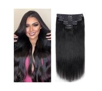 Extensiones de pelo natural con clips, 100% cabello humano Remy, 120 gramos, 1B, extensiones de cabello humano 1B, extensiones de cabeza completa (18 pulgadas)