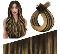 Extensiones de pelo natural Fshine con cinta 60cm 12.5g 5 piezas, extensión de cabello natural con mechas rubias doradas, color BM