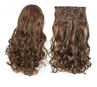 Extensiones de pelo negro con clips en extensiones de cabello para mujeres 18 pulgadas extensiones de pelo sintético longitud rizado natural pelo grueso piezas para niñas baratas marrón