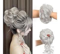 Extensiones de pelo para moños desordenados, coleteros de pelo elástico para mujer, moño sintético, accesorios para donuts, 2 unidades (plata 2)