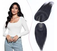 Extensiones de pelo para mujer de cabello humano real, adorno para coronas delgadas, revalorización invisible, anudada a mano, base de encaje suizo, postizos sin flequillo, línea de línea realista