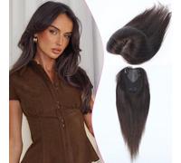 Extensiones de pelo para mujer de cabello humano real, adorno para coronas delgadas, revalorización invisible, anudada a mano, base de encaje suizo, postizos sin flequillo, línea realista de línea de