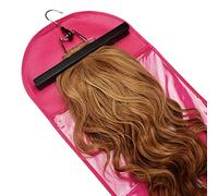 Extensiones de pelo peluca bolsa de almacenamiento funda protectora + percha (rosa)