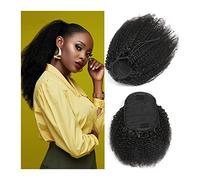 Extensiones de pelo rizado afro de 8 a 24 pulgadas, extensiones de pelo humano rizado, peine esponjoso con cordón, extensiones de pelo para mujer (45,5 cm)