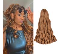 Extensiones de pelo rizado francés de 18 pulgadas, 8 trenzas de crochet para mujeres negras (30 #, 18 pulgadas (paquete de 8))