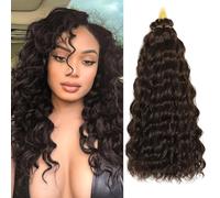 Extensiones de pelo rizado largo trenzado Ocean Wave, pelo sintético suave para trenzas de crochet, pelo ondulado profundo para mujeres (4#, 45,72 cm-15,24 kg)