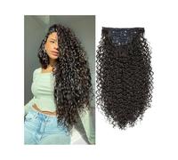 Extensiones de pelo sintético con clip de uso diario con pelo rizado, para mujeres negras, extensiones de clip de pelo, extensiones de pelo (marrón negro)