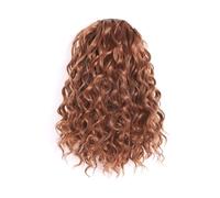 Extensiones de pelo sintético con cordón de cola de caballo de puf, rizos afro, 30 cm, color marrón, extensiones de cabello con clip en cola de caballo (marrón enjengibre)