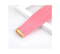 Extensiones de pelo sintético de uso diario, pelo liso, mini cintas, cinta adhesiva de color invisible, 10 piezas/paquete (rosa claro)