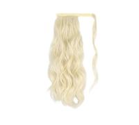 Extensiones de pelo sintético largo ondulado con flequillo frontal y dos laterales, para mujeres de uso diario (Bleach Blonde, 20 pulgadas)