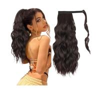 Extensiones de pelo sintético largo ondulado con flequillo frontal y dos laterales, para mujeres de uso diario (marrón oscuro, 16 pulgadas)