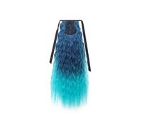 Extensiones de pelo sintético largo y rizado con degradado y colas de caballo arco iris en varios colores, adecuadas para fiestas diarias para uso diario (azul)