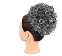 Extensiones de pelo sintético rizado con cola de ponytail afro Puff Bun Clip para mujer, uso diario de fiesta, extensión de cola (Sliver)