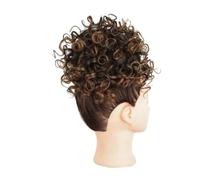 Extensiones de pelo sintético rizado con cola de ponytail afro Puff Bun Clip Updo para mujer, uso diario de fiesta, color marrón