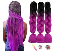Extensiones de Pelo Trenzas Africanas, ShowJarlly 24" Pelo Trenzas Africanas Extensiones, 3 Piezas/Lote Pelo Sintetico Trenzas de Crochet Para Pelo Trenzas Africanas Extensiones